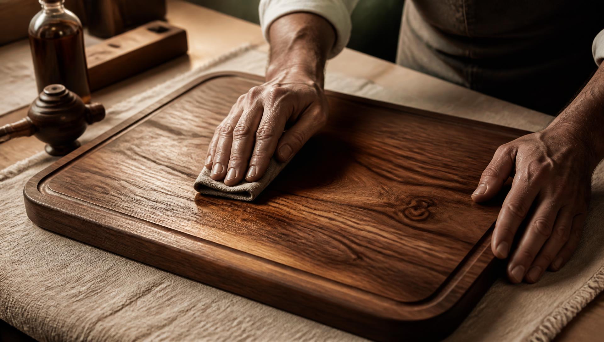 Tabla de madera artesanal terminada a mano